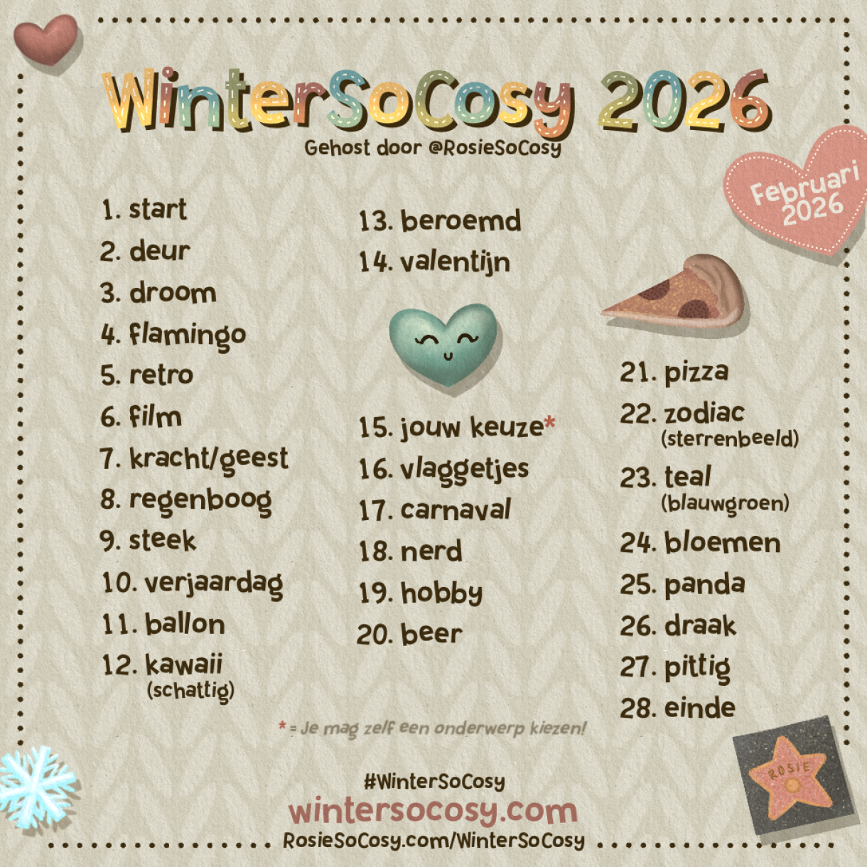  WinterSoCosy Februari 2026 Lijst! Cosy Art Prompts voor Februari