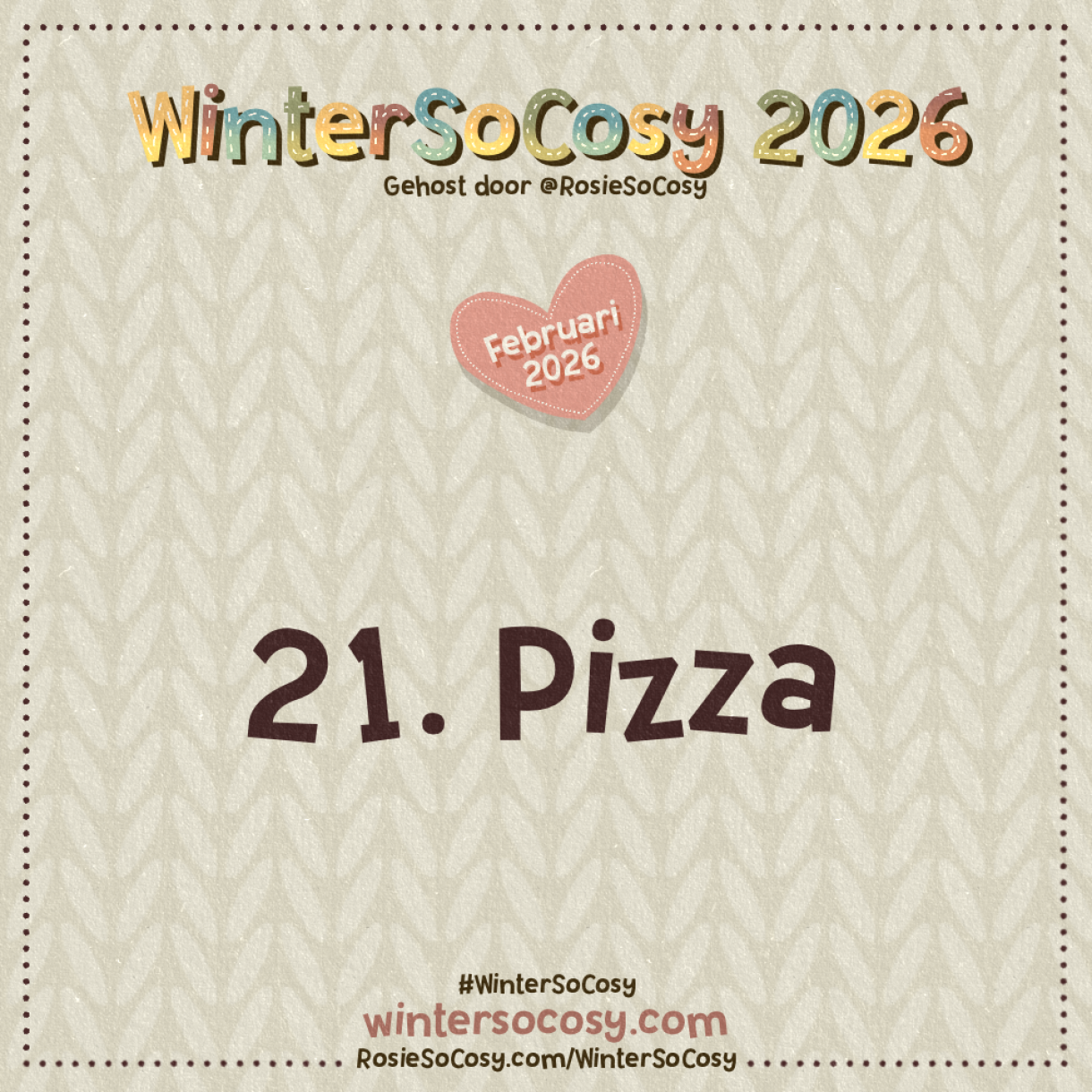 WinterSoCosy 2026 Februari Dag 21: Pizza