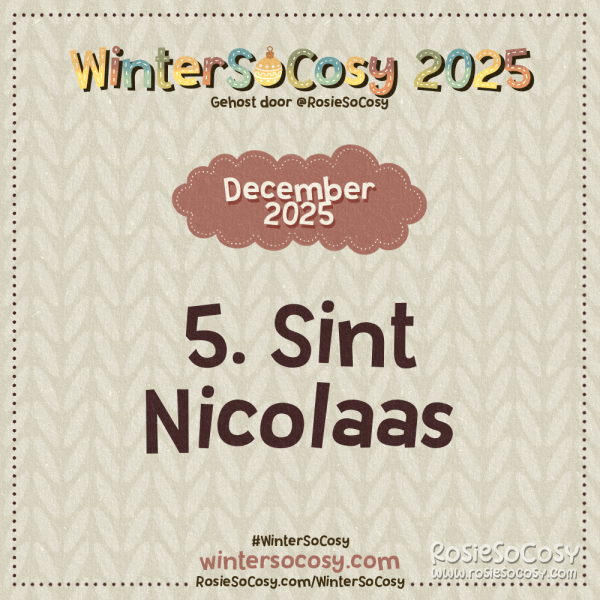 Aankondiging voor dag 5 van WinterSoCosy 2025. Het onderwerp is Sint Nicolaas.
