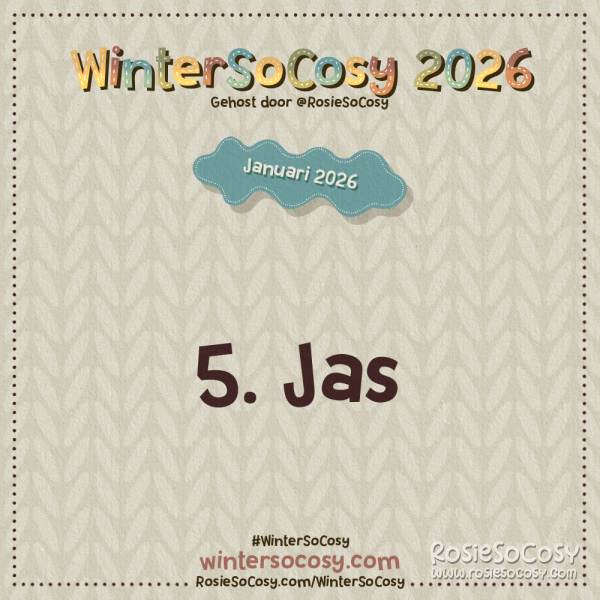 Aankondiging voor Dag 5 van WinterSoCosy Januari 2026. Het onderwerp is Jas.